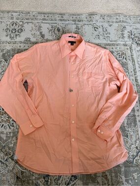 Lands' End Men’s Peach Button-Down Dress Shirt